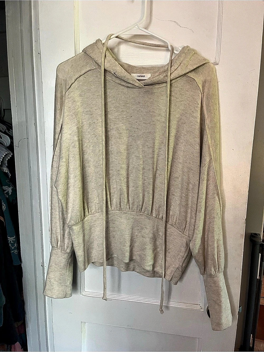 Hooded Pullover in Beige Like New